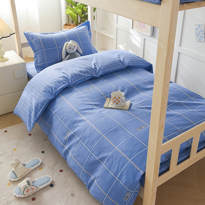 91家纺网 家纺一手货源 找家纺 鑫宇 2025全棉13372床单款印花学生三件套 新都时尚-蓝