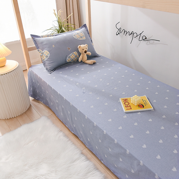 91家纺网 家纺一手货源 找家纺 鑫宇 2025全棉13372床单款印花学生三件套 爱心港湾-灰