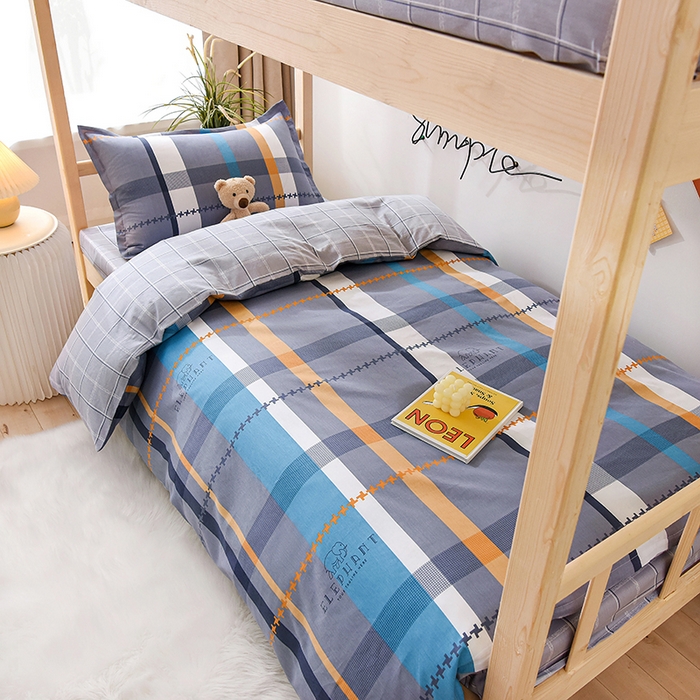 91家纺网 家纺一手货源 找家纺 鑫宇 2025全棉13372床单款印花学生三件套 安迪丝-灰