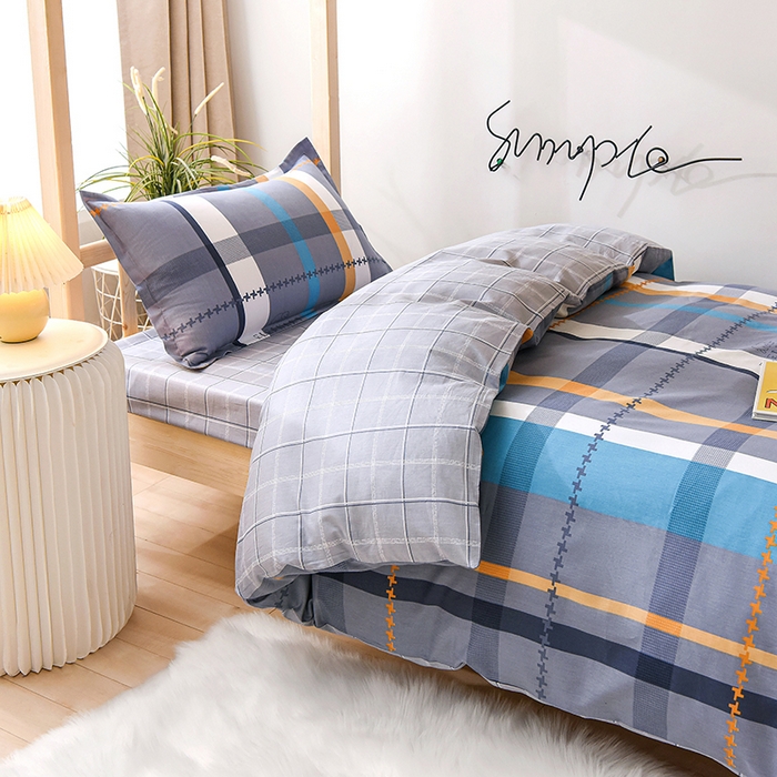 91家纺网 家纺一手货源 找家纺 鑫宇 2025全棉13372床单款印花学生三件套 安迪丝-灰