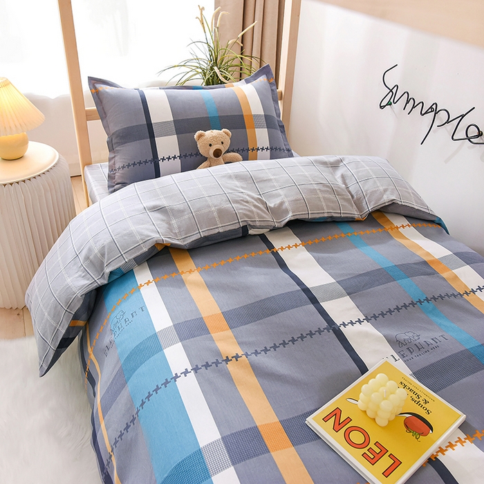 91家纺网 家纺一手货源 找家纺 鑫宇 2025全棉13372床单款印花学生三件套 安迪丝-灰