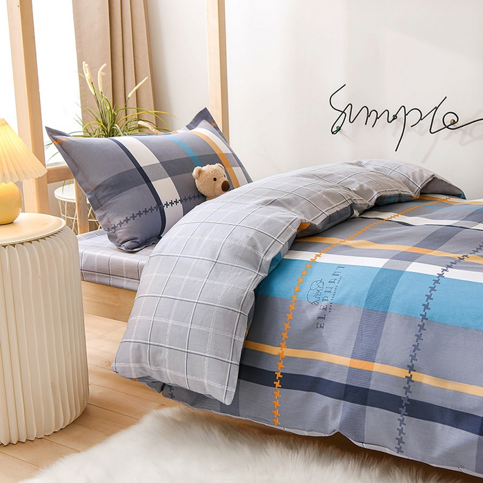 91家纺网 家纺一手货源 找家纺 鑫宇 2025全棉13372床单款印花学生三件套 安迪丝-灰