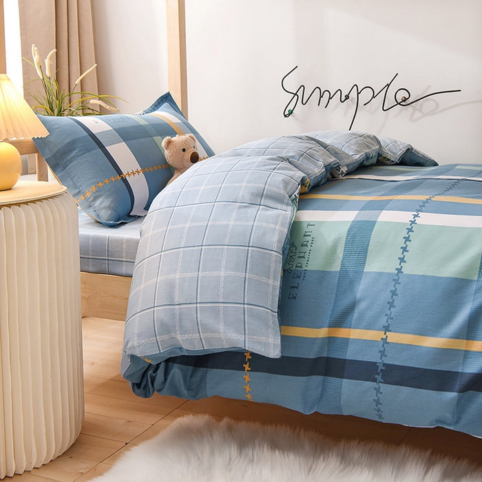 91家纺网 家纺一手货源 找家纺 鑫宇 2025全棉13372床单款印花学生三件套 安迪丝-蓝