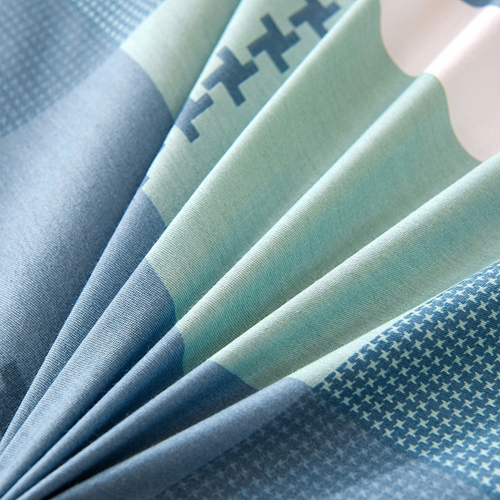 91家纺网 家纺一手货源 找家纺 鑫宇 2025全棉13372床单款印花学生三件套 安迪丝-蓝