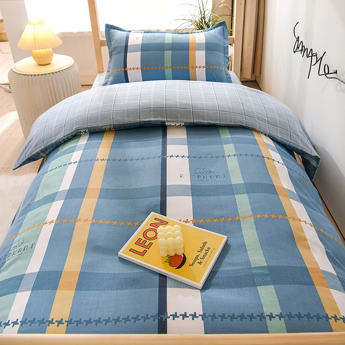 91家纺网 家纺一手货源 找家纺 鑫宇 2025全棉13372床单款印花学生三件套 安迪丝-蓝