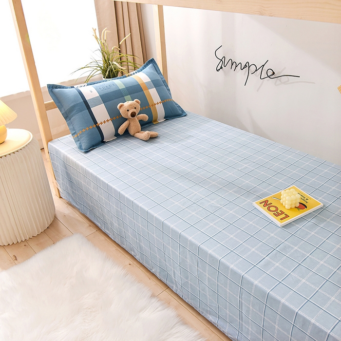 91家纺网 家纺一手货源 找家纺 鑫宇 2025全棉13372床单款印花学生三件套 安迪丝-蓝