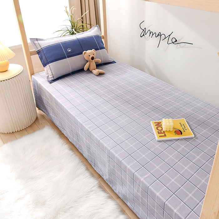 91家纺网 家纺一手货源 找家纺 鑫宇 2025全棉13372床单款印花学生三件套 好运时节-蓝