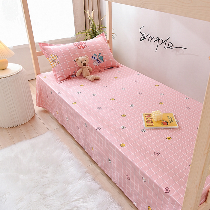 91家纺网 家纺一手货源 找家纺 鑫宇 2025全棉13372床单款印花学生三件套 花季盛典-粉