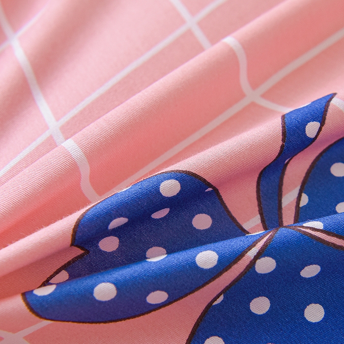 91家纺网 家纺一手货源 找家纺 鑫宇 2025全棉13372床单款印花学生三件套 花季盛典-粉