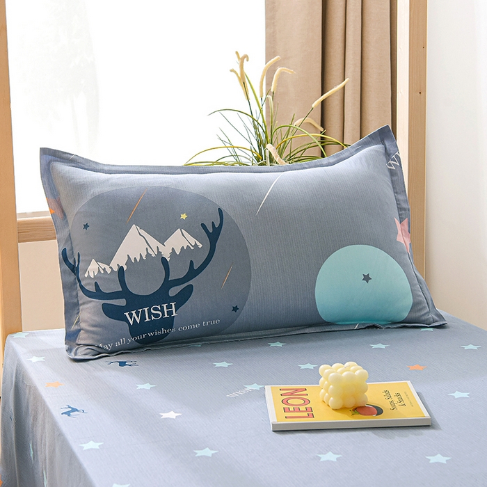 91家纺网 家纺一手货源 找家纺 鑫宇 2025全棉13372床单款印花学生三件套 金鹿角-灰