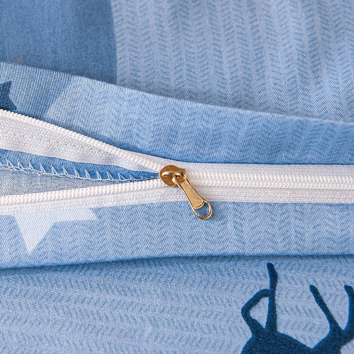 91家纺网 家纺一手货源 找家纺 鑫宇 2025全棉13372床单款印花学生三件套 金鹿角-蓝