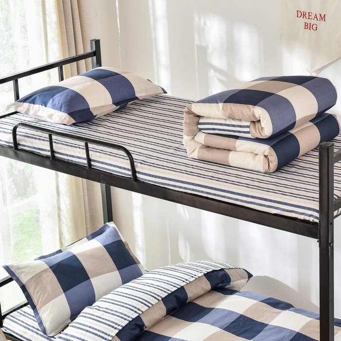 91家纺网 家纺一手货源 找家纺 鑫宇 2025全棉13372床单款印花学生三件套 洛丽塔-蓝