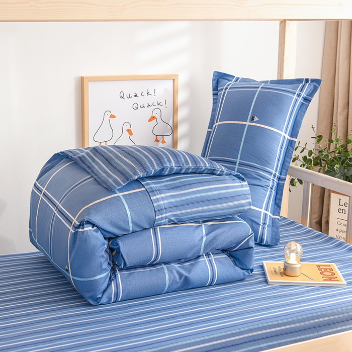 91家纺网 家纺一手货源 找家纺 鑫宇 2025全棉13372床单款印花学生三件套 密林格-蓝