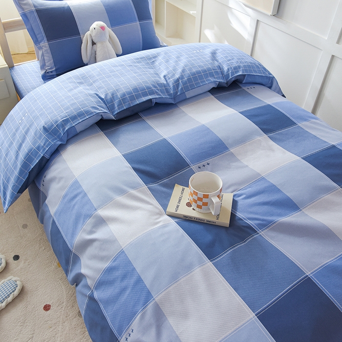 91家纺网 家纺一手货源 找家纺 鑫宇 2025全棉13372床单款印花学生三件套 向往生活-蓝