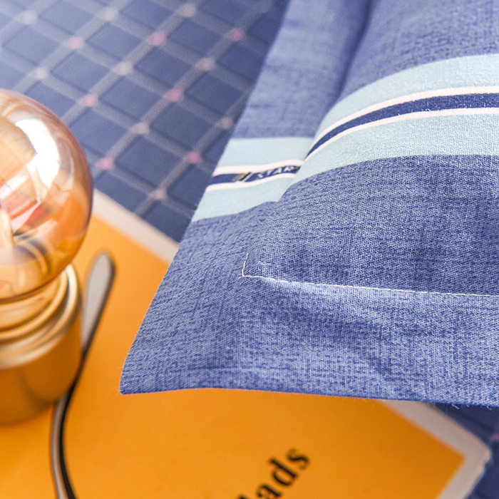 91家纺网 家纺一手货源 找家纺 鑫宇 2025全棉13372床单款印花学生三件套 星梦条纹-灰