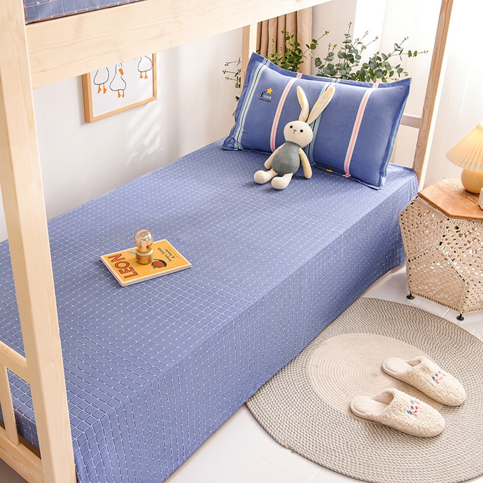 91家纺网 家纺一手货源 找家纺 鑫宇 2025全棉13372床单款印花学生三件套 星梦条纹-灰