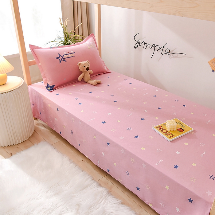 91家纺网 家纺一手货源 找家纺 鑫宇 2025全棉13372床单款印花学生三件套 星途之光-粉