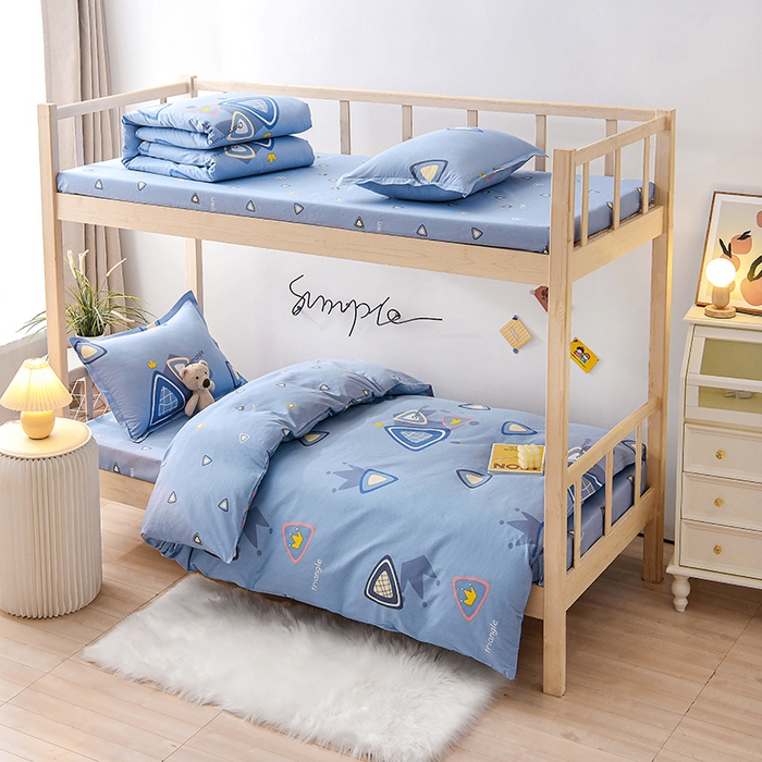 鑫宇 2025全棉13372床单款印花学生三件套 趣味皇冠-蓝