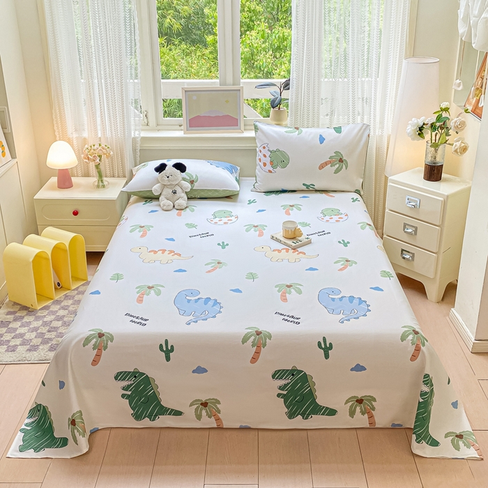 黑马家居 2025新款全棉纯棉印花单床单床单单件 动漫恐龙