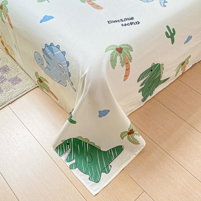 91家纺网 家纺一手货源 找家纺 黑马家居 2025新款全棉纯棉印花单床单床单单件 动漫恐龙