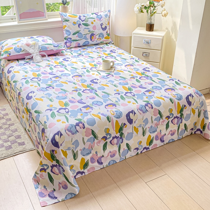 91家纺网 家纺一手货源 找家纺 黑马家居 2025新款全棉纯棉印花单床单床单单件 粉黛