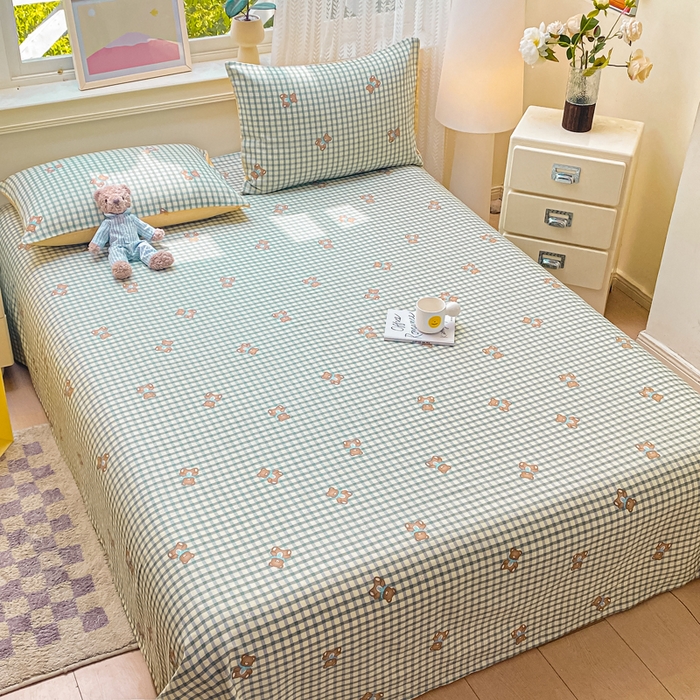 91家纺网 家纺一手货源 找家纺 黑马家居 2025新款全棉纯棉印花单床单床单单件 格雷小熊