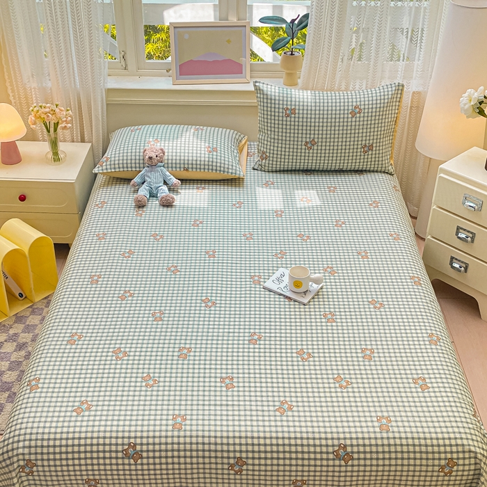 91家纺网 家纺一手货源 找家纺 黑马家居 2025新款全棉纯棉印花单床单床单单件 格雷小熊