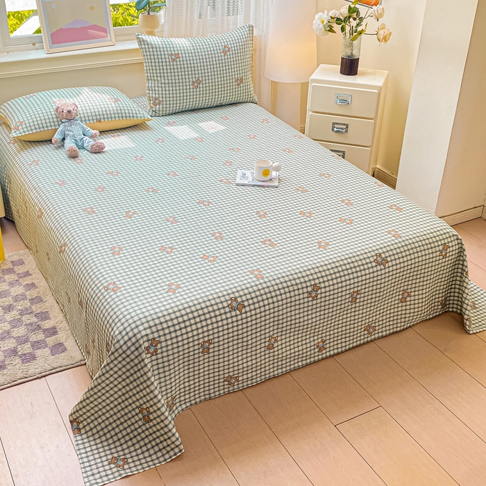 91家纺网 家纺一手货源 找家纺 黑马家居 2025新款全棉纯棉印花单床单床单单件 格雷小熊