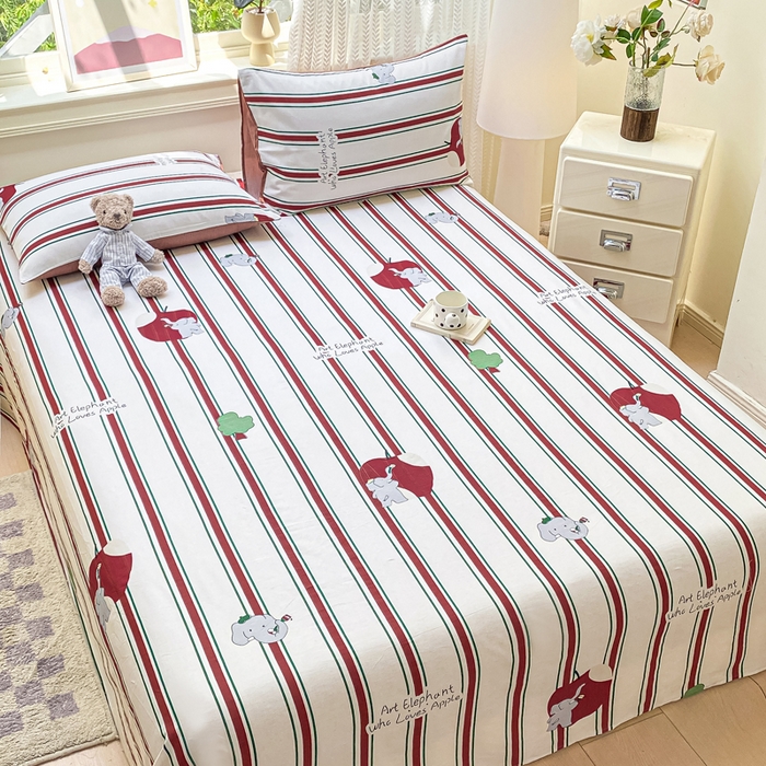 91家纺网 家纺一手货源 找家纺 黑马家居 2025新款全棉纯棉印花单床单床单单件 快乐小象