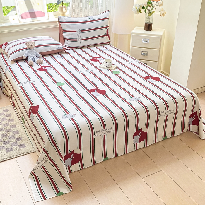 91家纺网 家纺一手货源 找家纺 黑马家居 2025新款全棉纯棉印花单床单床单单件 快乐小象