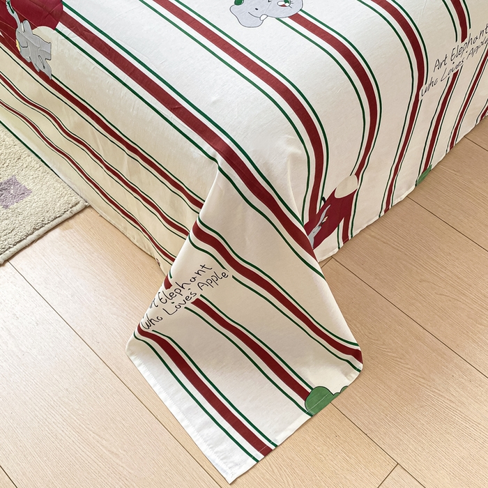 91家纺网 家纺一手货源 找家纺 黑马家居 2025新款全棉纯棉印花单床单床单单件 快乐小象