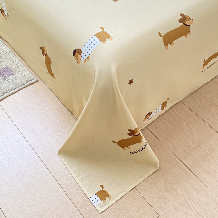 91家纺网 家纺一手货源 找家纺 黑马家居 2025新款全棉纯棉印花单床单床单单件 腊肠犬