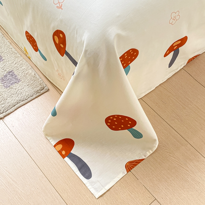 91家纺网 家纺一手货源 找家纺 黑马家居 2025新款全棉纯棉印花单床单床单单件 蘑菇