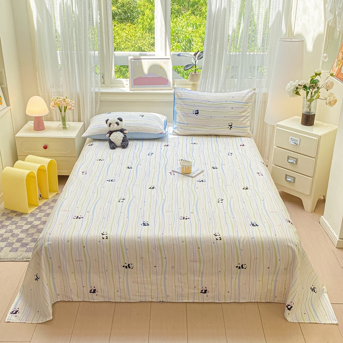 黑马家居 2025新款全棉纯棉印花单床单床单单件 小熊猫