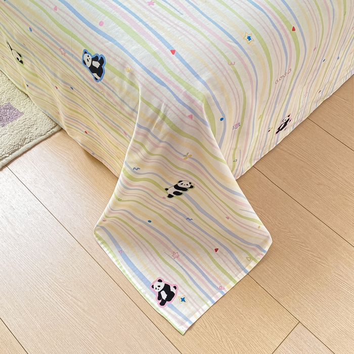 91家纺网 家纺一手货源 找家纺 黑马家居 2025新款全棉纯棉印花单床单床单单件 小熊猫