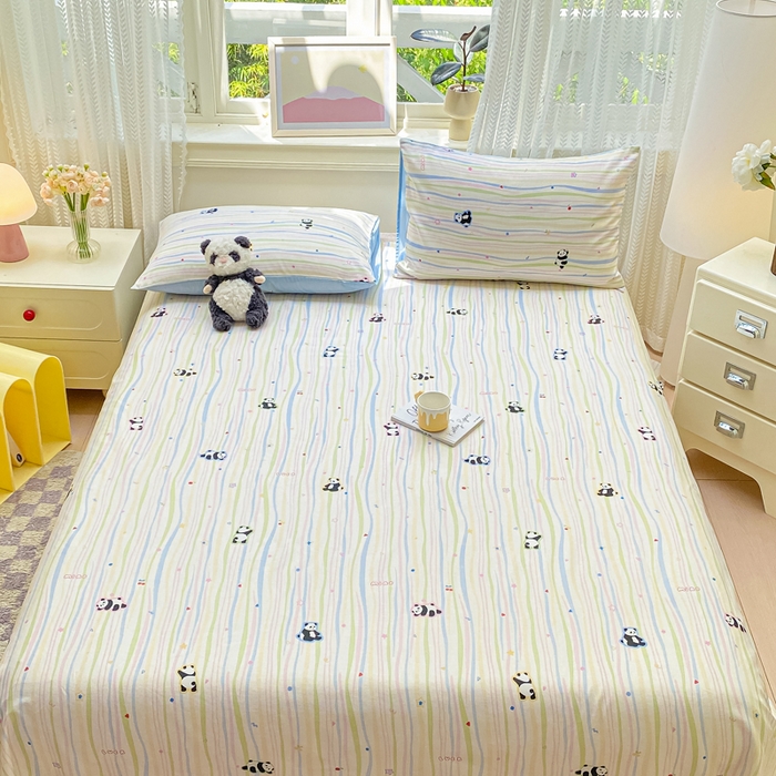 91家纺网 家纺一手货源 找家纺 黑马家居 2025新款全棉纯棉印花单床单床单单件 小熊猫