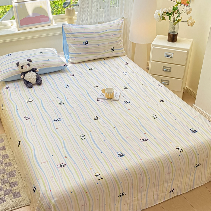 91家纺网 家纺一手货源 找家纺 黑马家居 2025新款全棉纯棉印花单床单床单单件 小熊猫