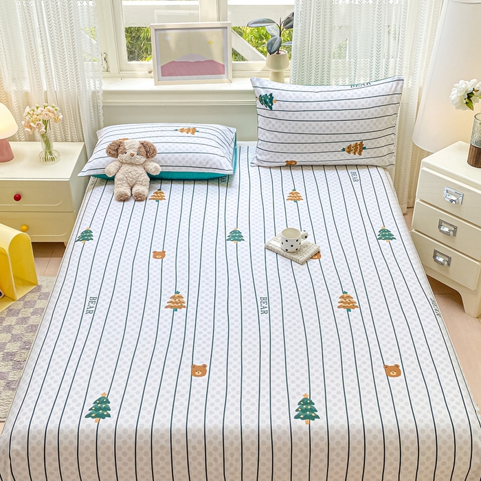 91家纺网 家纺一手货源 找家纺 黑马家居 2025新款全棉纯棉印花单床单床单单件 小熊森林