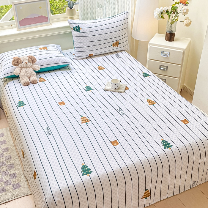 91家纺网 家纺一手货源 找家纺 黑马家居 2025新款全棉纯棉印花单床单床单单件 小熊森林