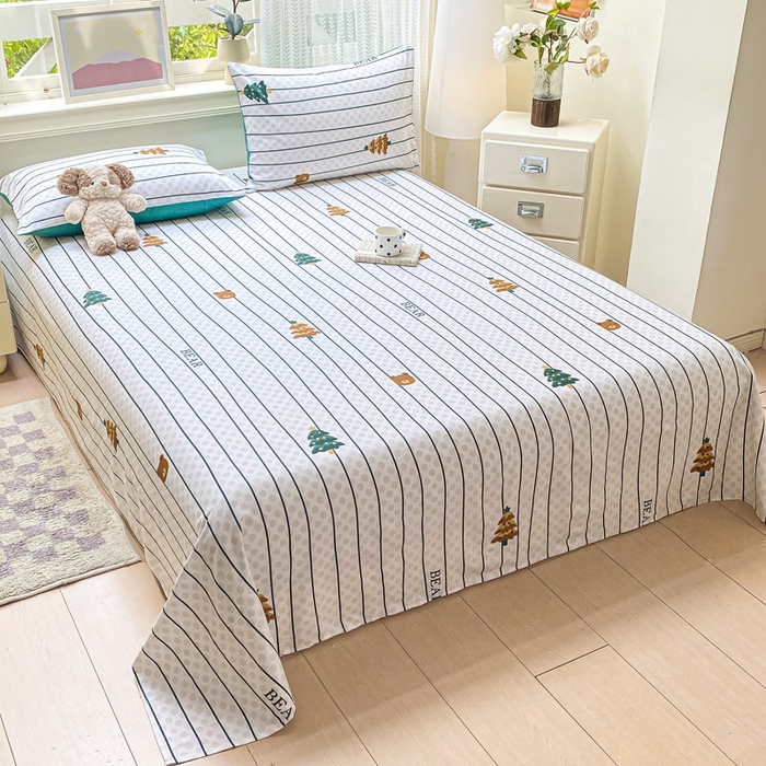 91家纺网 家纺一手货源 找家纺 黑马家居 2025新款全棉纯棉印花单床单床单单件 小熊森林