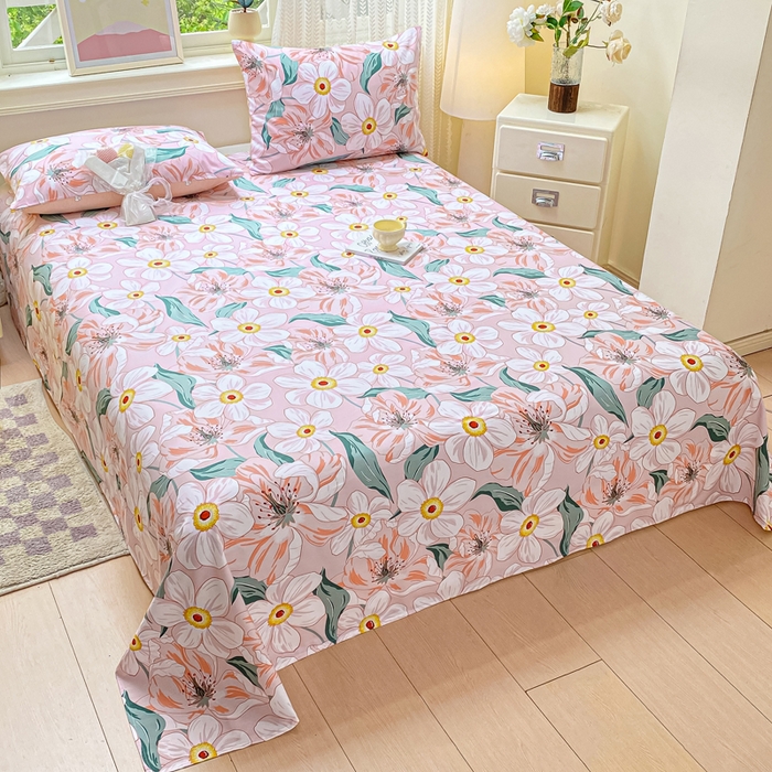 91家纺网 家纺一手货源 找家纺 黑马家居 2025新款全棉纯棉印花单床单床单单件 嫣然花开