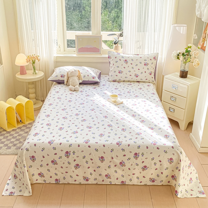 黑马家居 2025新款全棉纯棉印花单床单床单单件 紫薇