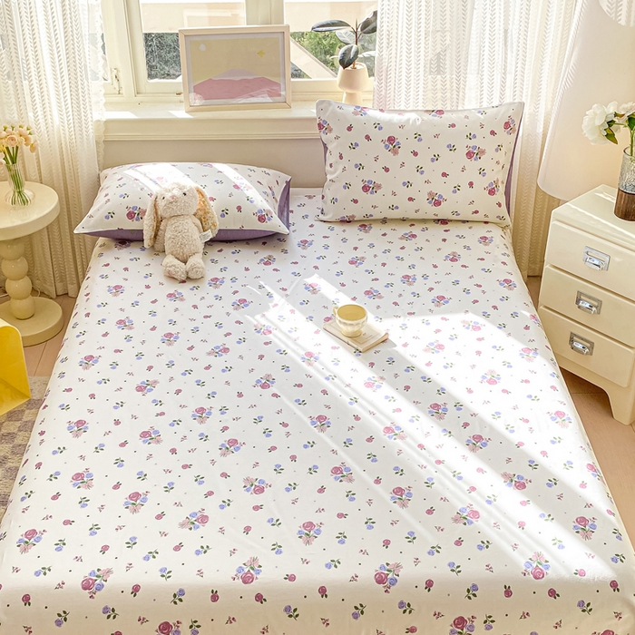 91家纺网 家纺一手货源 找家纺 黑马家居 2025新款全棉纯棉印花单床单床单单件 紫薇