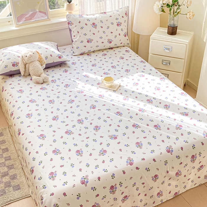 91家纺网 家纺一手货源 找家纺 黑马家居 2025新款全棉纯棉印花单床单床单单件 紫薇