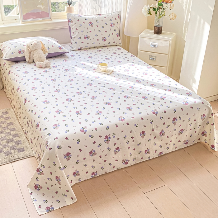 91家纺网 家纺一手货源 找家纺 黑马家居 2025新款全棉纯棉印花单床单床单单件 紫薇