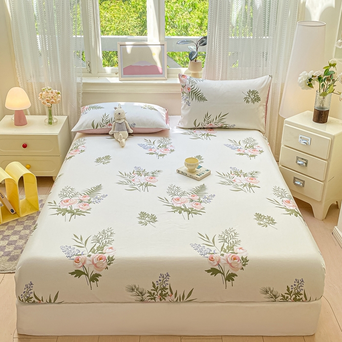 91家纺网 家纺一手货源 找家纺 黑马家居 2025新款全棉纯棉印花单床笠床笠单件 艾莉花园