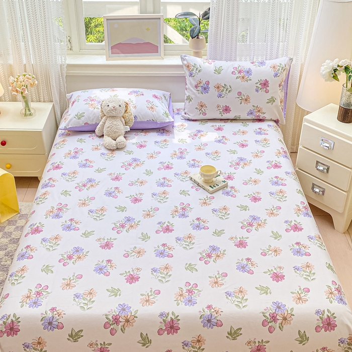 91家纺网 家纺一手货源 找家纺 黑马家居 2025新款全棉纯棉印花单床笠床笠单件 初晴