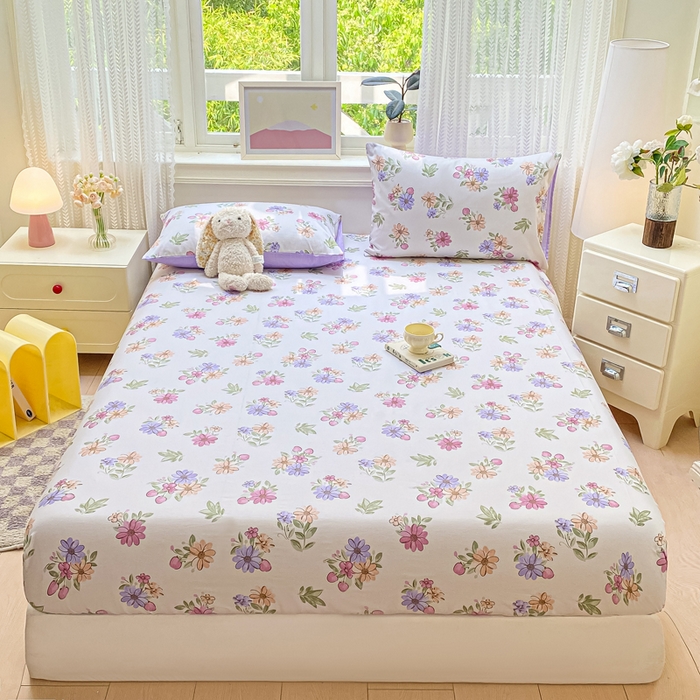 91家纺网 家纺一手货源 找家纺 黑马家居 2025新款全棉纯棉印花单床笠床笠单件 初晴