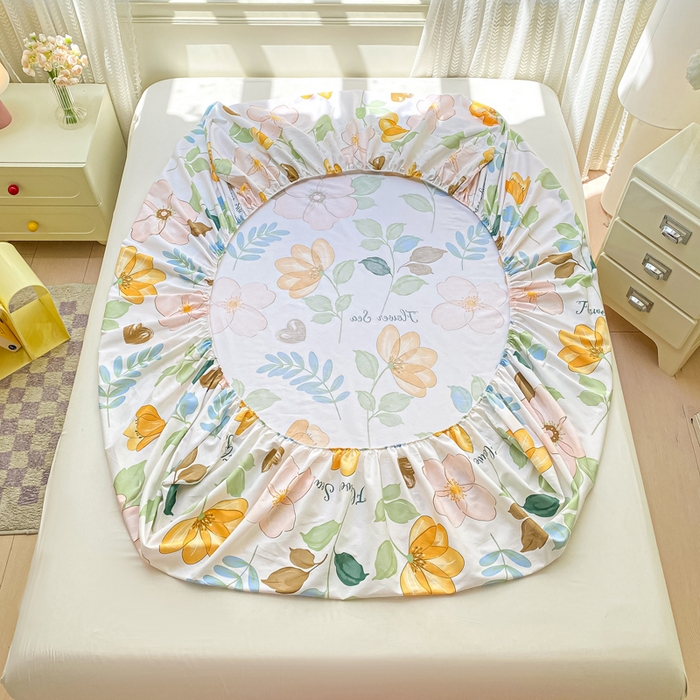 91家纺网 家纺一手货源 找家纺 黑马家居 2025新款全棉纯棉印花单床笠床笠单件 春花秋拾