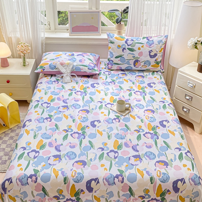 91家纺网 家纺一手货源 找家纺 黑马家居 2025新款全棉纯棉印花单床笠床笠单件 粉黛